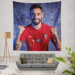 Bruno Fernandes Professional Football Player Tapestry