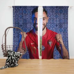 Bruno Fernandes Professional Football Player Window Curtain