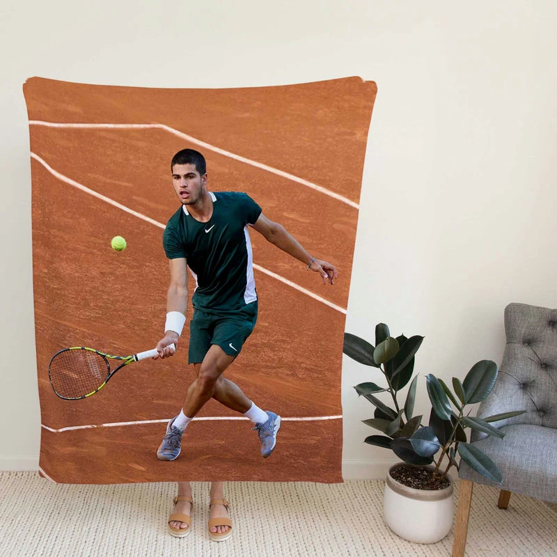 Carlos Alcaraz Spanish Professional ATP Tennis Player Fleece Blanket