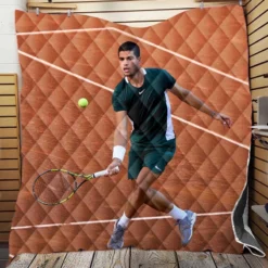 Carlos Alcaraz Spanish Professional ATP Tennis Player Quilt Blanket