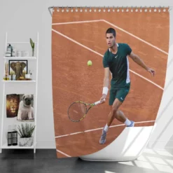 Carlos Alcaraz Spanish Professional ATP Tennis Player Shower Curtain