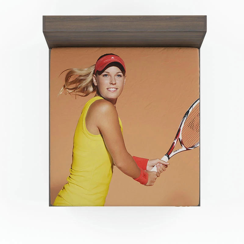 Caroline Wozniacki Energetic Danish Tennis Player Fitted Sheet