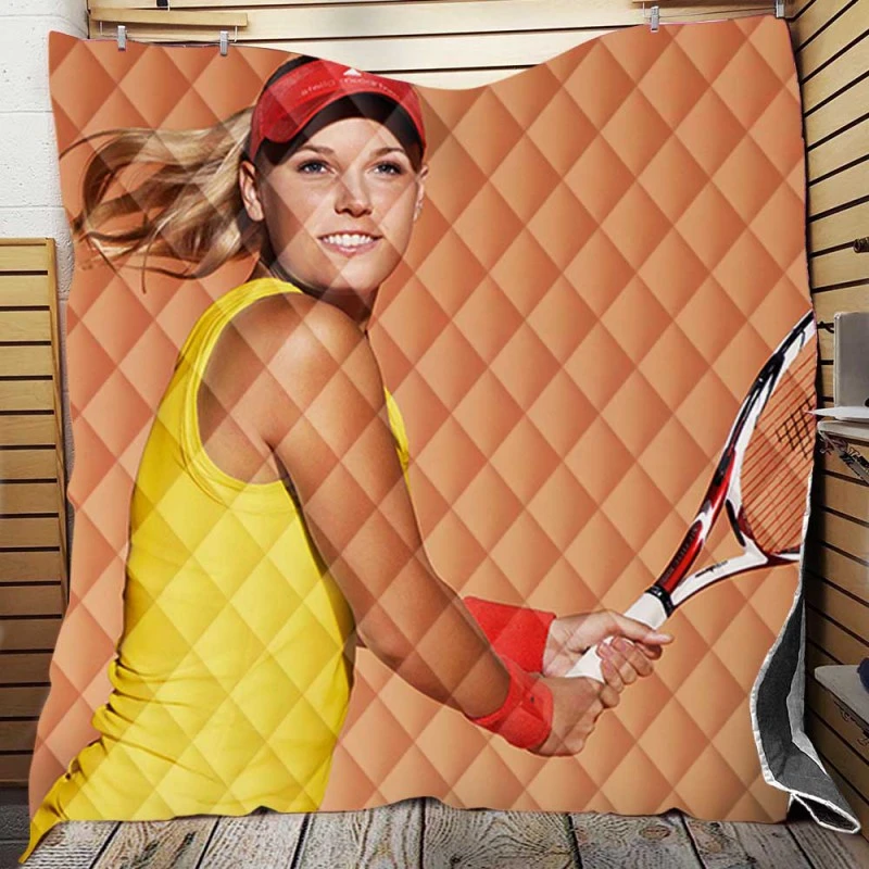 Caroline Wozniacki Energetic Danish Tennis Player Quilt Blanket