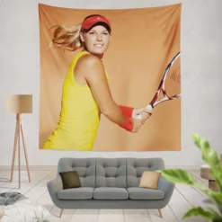 Caroline Wozniacki Energetic Danish Tennis Player Tapestry