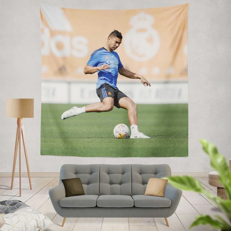 Casemiro Energetic Football Player Tapestry