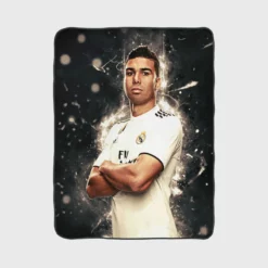 Casemiro Top Oder Real Madrid Football Player Fleece Blanket 1