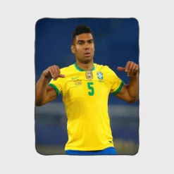 Casemiro Top Ranked Football Player Fleece Blanket 1