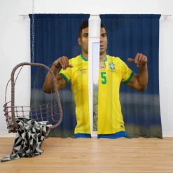 Casemiro Top Ranked Football Player Window Curtain