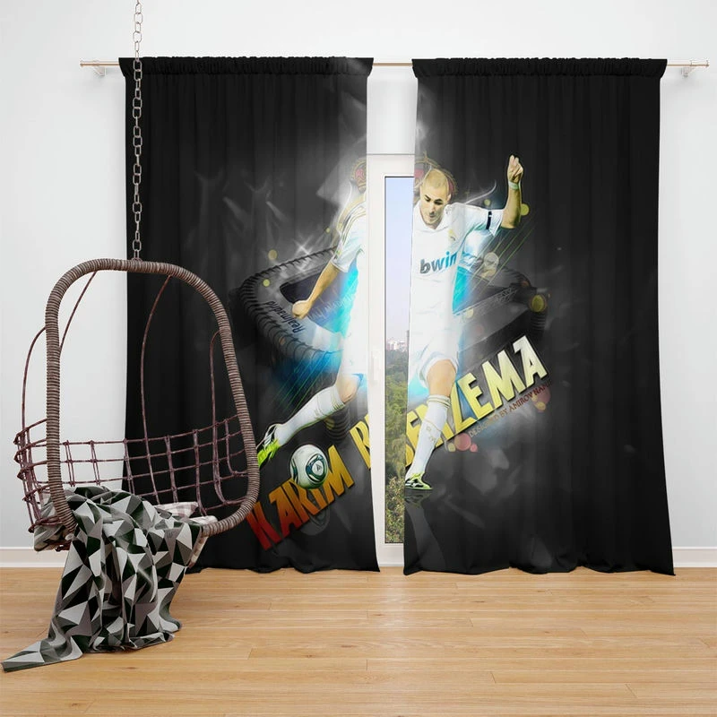 Celebrated Football Player Karim Benzema Window Curtain