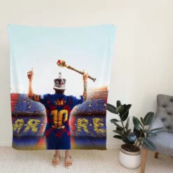 Celebrated Football Player Lionel Messi GOAT Fleece Blanket