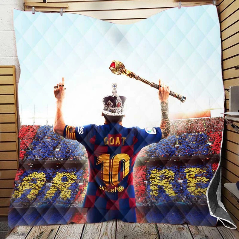 Celebrated Football Player Lionel Messi GOAT Quilt Blanket