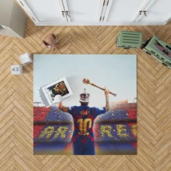 Celebrated Football Player Lionel Messi GOAT Rug