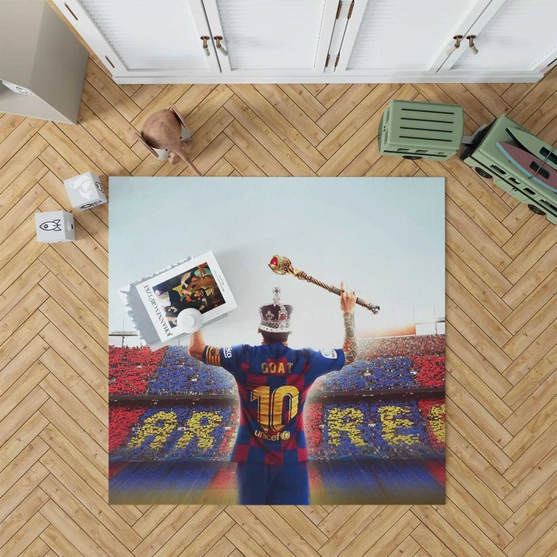 Celebrated Football Player Lionel Messi GOAT Rug