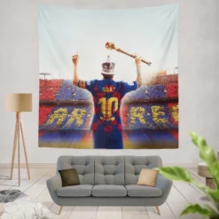 Celebrated Football Player Lionel Messi GOAT Tapestry