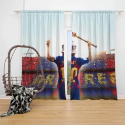 Celebrated Football Player Lionel Messi GOAT Window Curtain