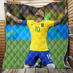Celebrated Football Player Neymar Quilt Blanket