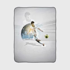 Celebrated Football Player Sergio Aguero Fleece Blanket 1