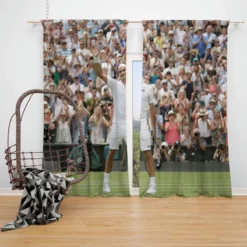 Celebrated Tennis Player Roger Federer Window Curtain