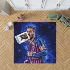 Champions League Soccer Player Lionel Messi Rug