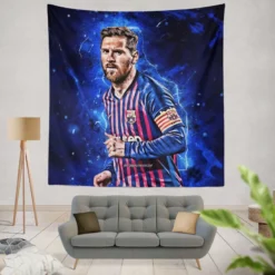 Champions League Soccer Player Lionel Messi Tapestry