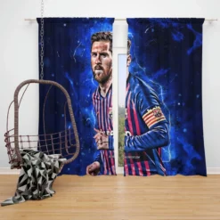 Champions League Soccer Player Lionel Messi Window Curtain