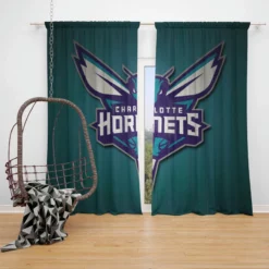 Charlotte Hornets Energetic Basketball Team Window Curtain