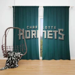 Charlotte Hornets Successful NBA Basketball Team Window Curtain