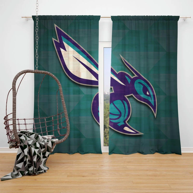 Charlotte Hornets Top Ranked NBA Basketball Team Window Curtain