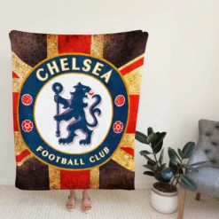 Chelsea FC Logo In British Flag Fleece Blanket