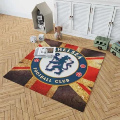 Chelsea FC Logo In British Flag Rug 1