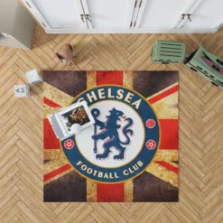 Chelsea FC Logo In British Flag Rug