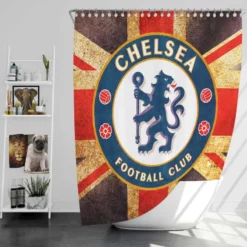 Chelsea FC Logo In British Flag Shower Curtain