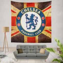 Chelsea FC Logo In British Flag Tapestry