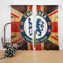 Chelsea FC Logo In British Flag Window Curtain