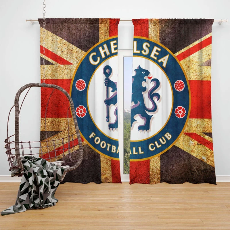 Chelsea FC Logo In British Flag Window Curtain