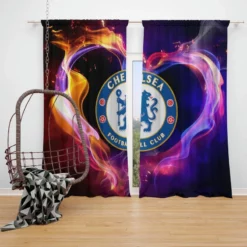 Chelsea FC Soccer Club Window Curtain