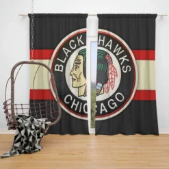 Chicago Blackhawks Classic NHL Ice Hockey Team Window Curtain