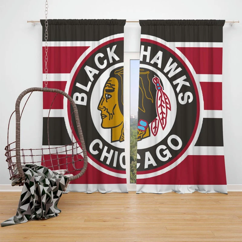 Chicago Blackhawks Famous NHL Hockey Club Window Curtain