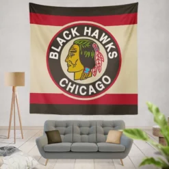 Chicago Blackhawks Professional Ice Hockey Team Tapestry