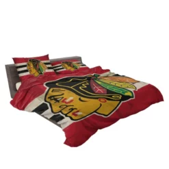 Chicago Blackhawks Striped Design Hockey Logo Bedding Set 2