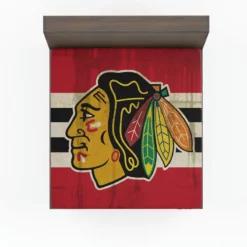 Chicago Blackhawks Striped Design Hockey Logo Fitted Sheet