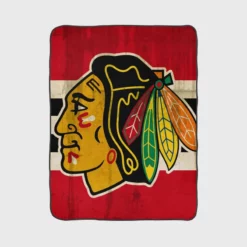 Chicago Blackhawks Striped Design Hockey Logo Fleece Blanket 1