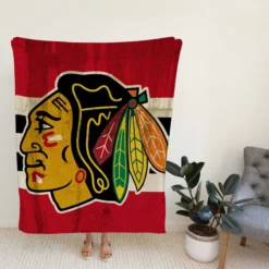 Chicago Blackhawks Striped Design Hockey Logo Fleece Blanket