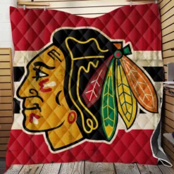 Chicago Blackhawks Striped Design Hockey Logo Quilt Blanket