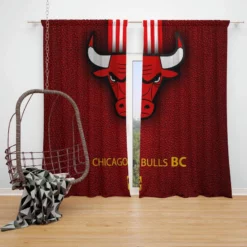Chicago Bulls Basketball Club Logo Window Curtain