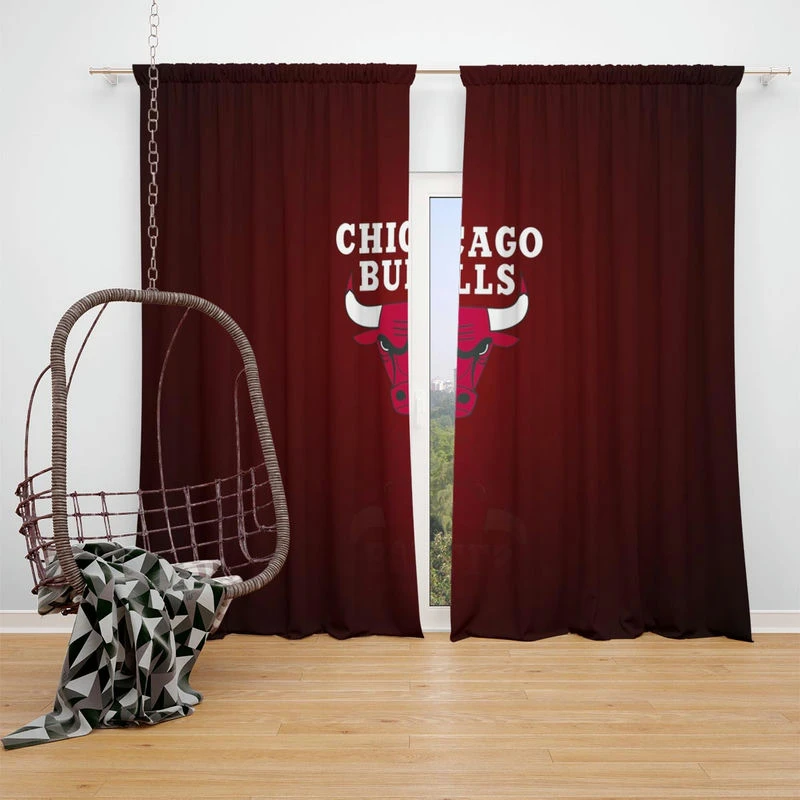 Chicago Bulls Energetic NBA Basketball Team Window Curtain