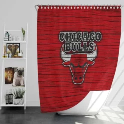 Chicago Bulls Powerful Basketball Club Logo Shower Curtain