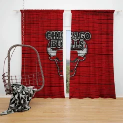 Chicago Bulls Powerful Basketball Club Logo Window Curtain