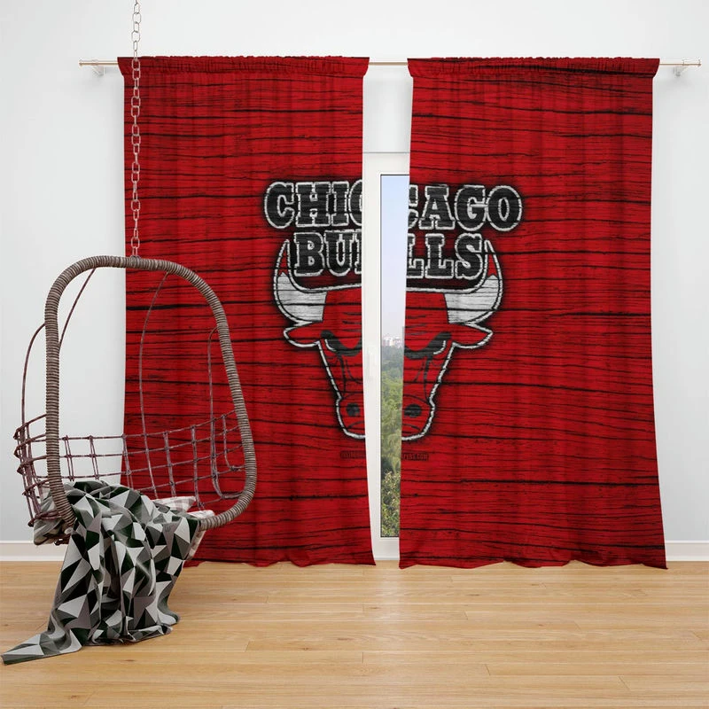 Chicago Bulls Powerful Basketball Club Logo Window Curtain