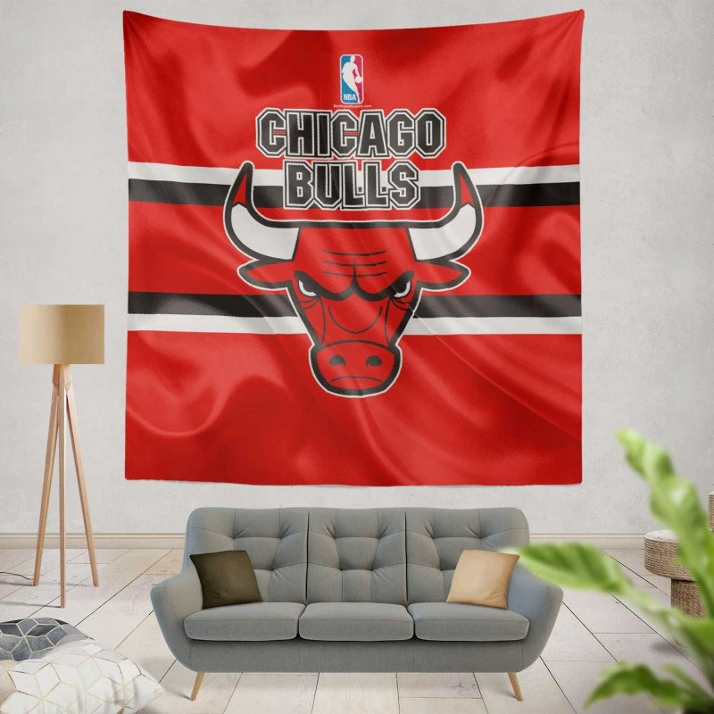 Chicago Bulls Strong Basketball Club Logo Tapestry